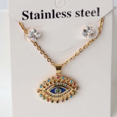 Stainless steel + copper Earrings and necklaces set Wholesale