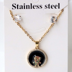 Stainless steel + copper Earrings and necklaces set Wholesale