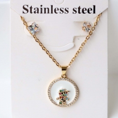 Stainless steel + copper Earrings and necklaces set Wholesale