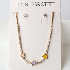 Stainless steel + copper Earrings and necklaces set Wholesale