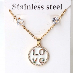Stainless steel + copper Earrings and necklaces set Wholesale