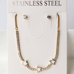 Stainless steel + copper Earrings and necklaces set Wholesale