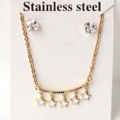Stainless steel + copper Earrings and necklaces set Wholesale