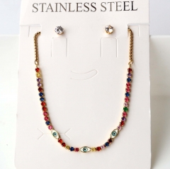 Stainless steel + copper Earrings and necklaces set Wholesale