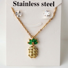 Stainless steel + copper Earrings and necklaces set Wholesale