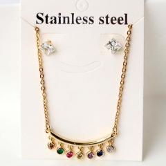 Stainless steel + copper Earrings and necklaces set Wholesale