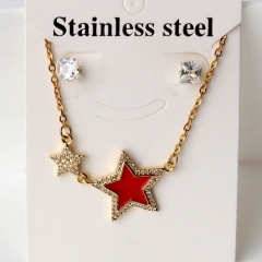 Stainless steel + copper Earrings and necklaces set Wholesale