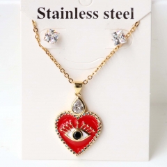 Stainless steel + copper Earrings and necklaces set Wholesale
