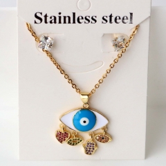 Stainless steel + copper Earrings and necklaces set Wholesale