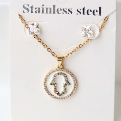 Stainless steel + copper Earrings and necklaces set Wholesale