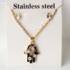 Stainless steel + copper Earrings and necklaces set Wholesale