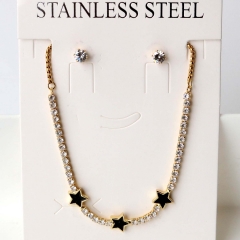 Stainless steel + copper Earrings and necklaces set Wholesale