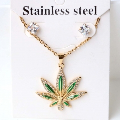 Stainless steel + copper Earrings and necklaces set Wholesale