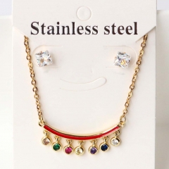 Stainless steel + copper Earrings and necklaces set Wholesale