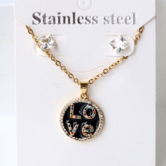 Stainless steel + copper Earrings and necklaces set Wholesale