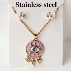 Stainless steel + copper Earrings and necklaces set Wholesale