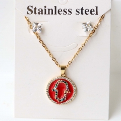 Stainless steel + copper Earrings and necklaces set Wholesale
