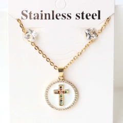 Stainless steel + copper Earrings and necklaces set Wholesale