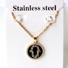 Stainless steel + copper Earrings and necklaces set Wholesale