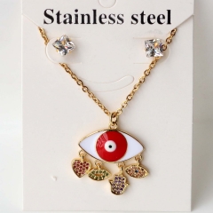 Stainless steel + copper Earrings and necklaces set Wholesale