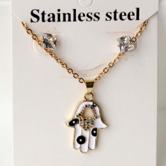 Stainless steel + copper Earrings and necklaces set Wholesale