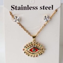 Stainless steel + copper Earrings and necklaces set Wholesale