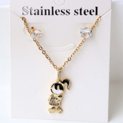 Stainless steel + copper Earrings and necklaces set Wholesale