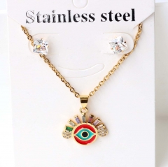 Stainless steel + copper Earrings and necklaces set Wholesale