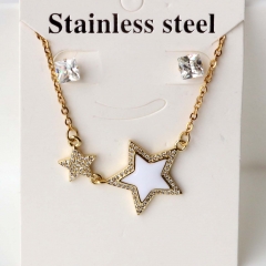 Stainless steel + copper Earrings and necklaces set Wholesale
