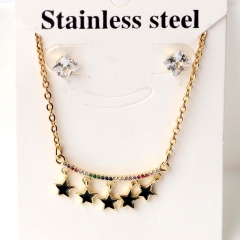 Stainless steel + copper Earrings and necklaces set Wholesale