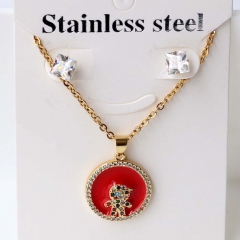 Stainless steel + copper Earrings and necklaces set Wholesale