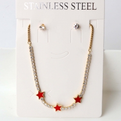 Stainless steel + copper Earrings and necklaces set Wholesale