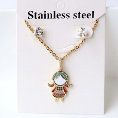 Stainless steel + copper Earrings and necklaces set Wholesale