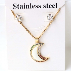 Stainless steel + copper Earrings and necklaces set Wholesale