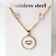 Stainless steel + copper Earrings and necklaces set Wholesale