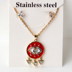 Stainless steel + copper Earrings and necklaces set Wholesale