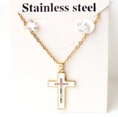 Stainless steel + copper Earrings and necklaces set Wholesale