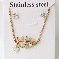 Stainless steel + copper Earrings and necklaces set Wholesale