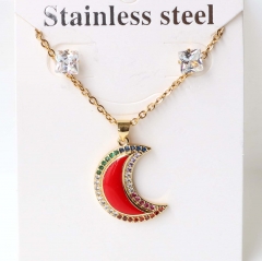 Stainless steel + copper Earrings and necklaces set Wholesale
