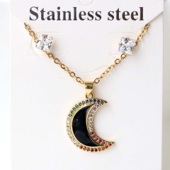 Stainless steel + copper Earrings and necklaces set Wholesale