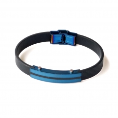 Stainless steel jewelry leather bracelet for men