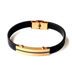 Stainless steel jewelry leather bracelet for men