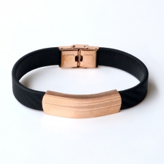 Stainless steel jewelry leather bracelet for men