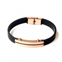 Stainless steel jewelry leather bracelet for men