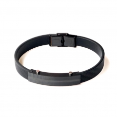 Stainless steel jewelry leather bracelet for men