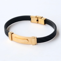 Stainless steel jewelry leather bracelet for men
