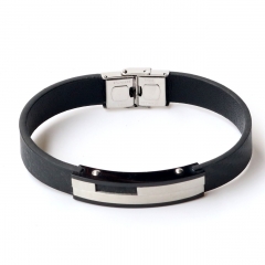Stainless steel jewelry leather bracelet for men