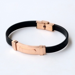 Stainless steel jewelry leather bracelet for men