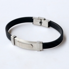 Stainless steel jewelry leather bracelet for men