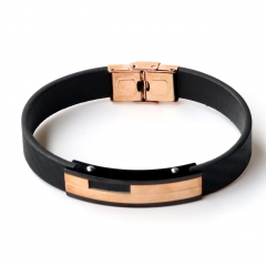 Stainless steel jewelry leather bracelet for men